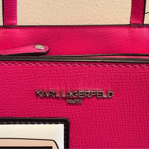 Karl Lagerfeld Paris Maybelle Fuchsia Satchel with Cartoon Motif - Picture 11 of 14